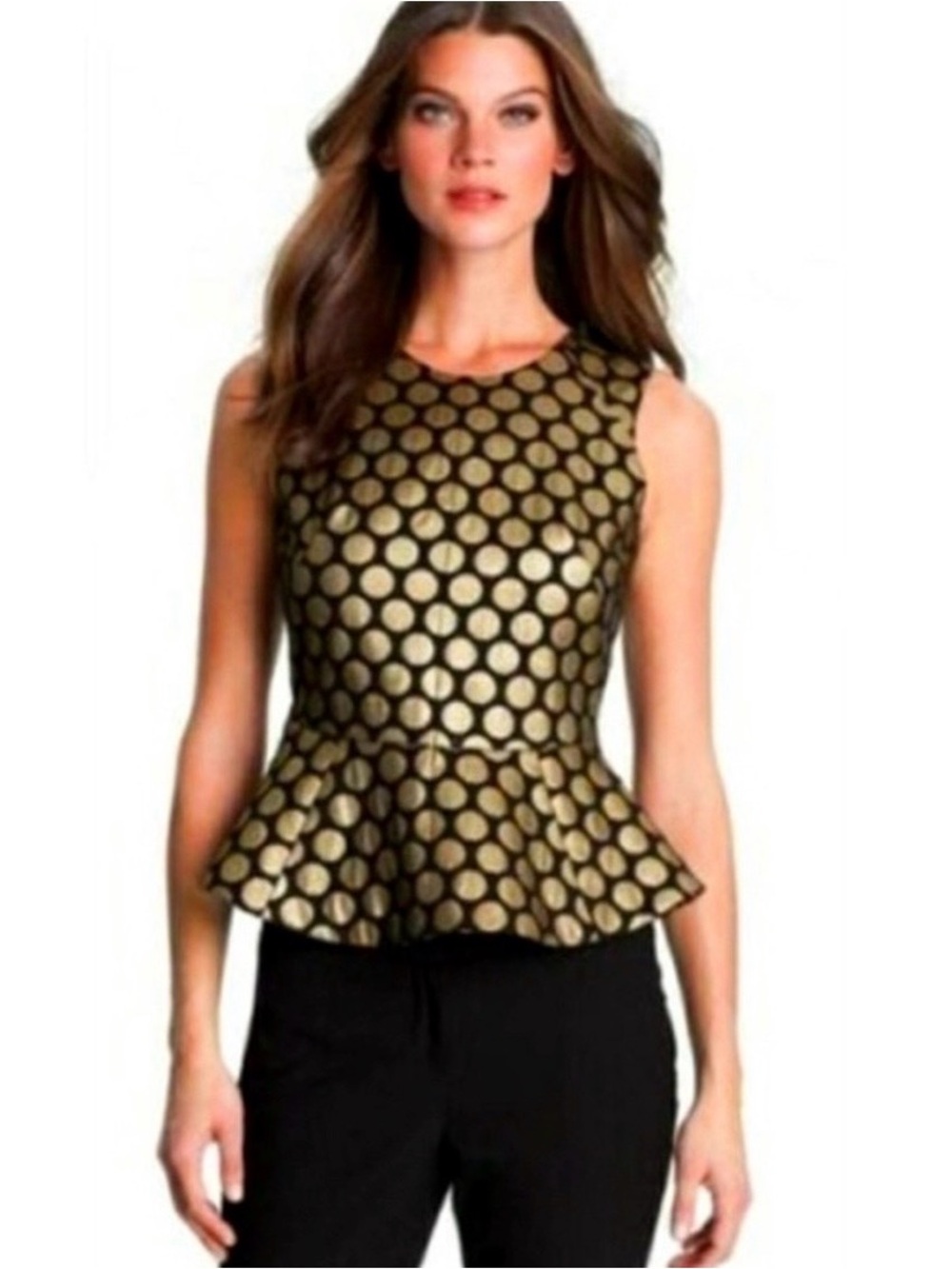 Vince Camuto Metallic Gold Peplum top and skirt set